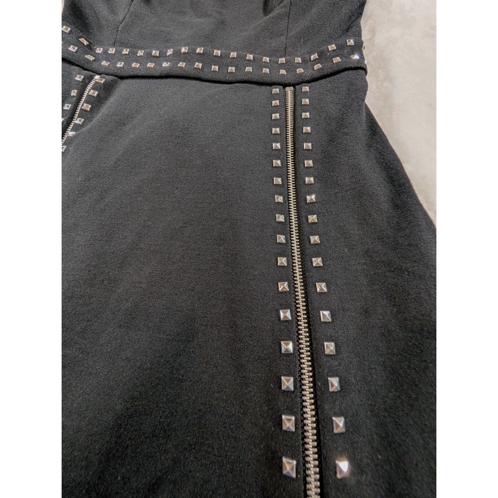MICHAEL KORS Black PONTE Studded ZIPPER DETAIL Club FIT FLARE Dress Size 8 / 10 - Picture 4 of 12